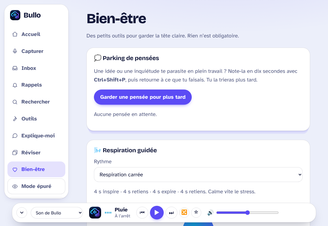 La page Bien-être de Bullo