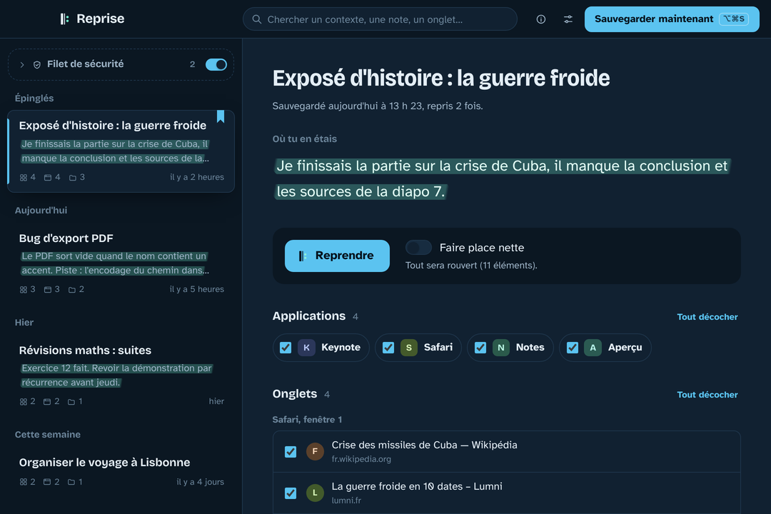 Reprise en habillage Océan, mode sombre